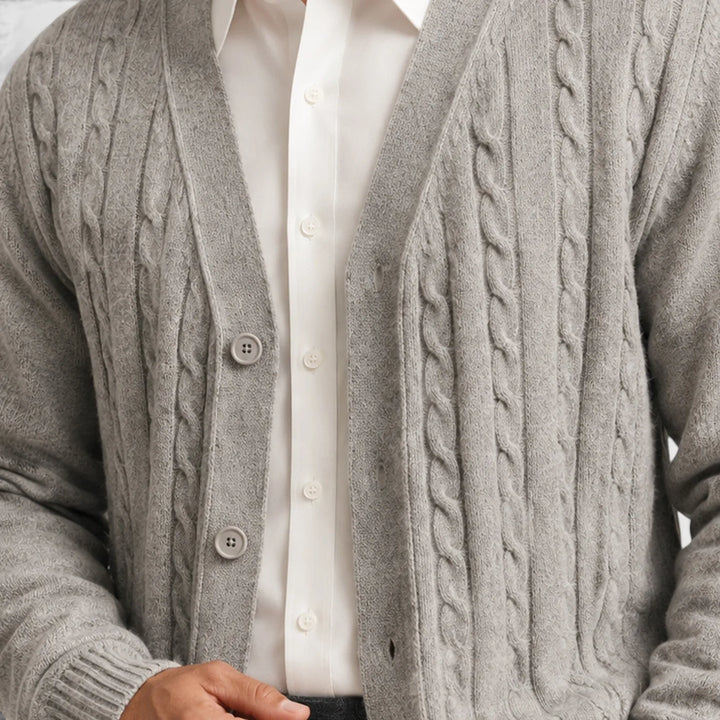 Sadie | Women's Cable Knit Cardigan V-Neck Button-Up Regular Fit