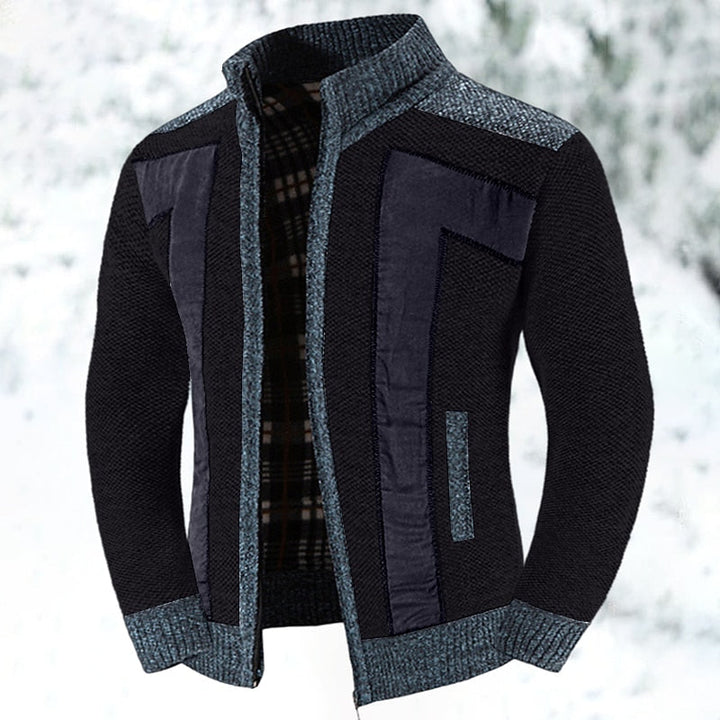 Bryson | Men's Zip-Up Knit Cardigan Brushed Lining Stand Collar Pockets