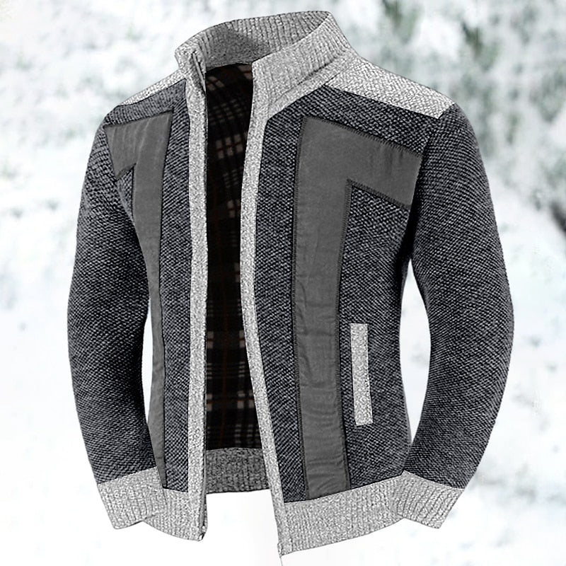 Bryson | Men's Zip-Up Knit Cardigan Brushed Lining Stand Collar Pockets
