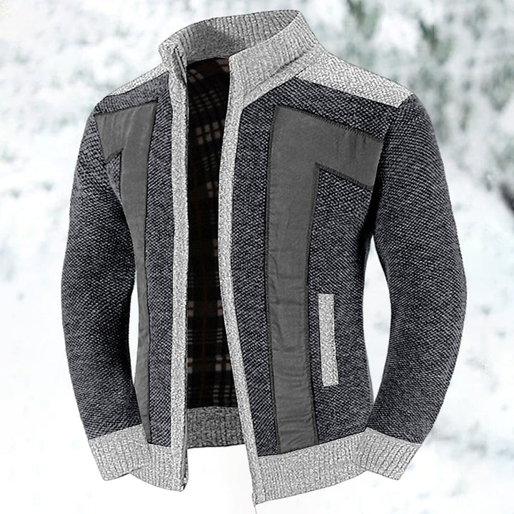 Bryson | Men's Zip-Up Knit Cardigan Brushed Lining Stand Collar Pockets