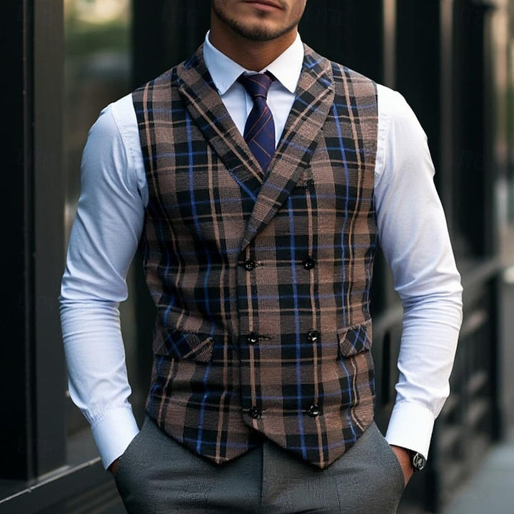 Thatcher | Men's Checked Waistcoat Tailored Button Up