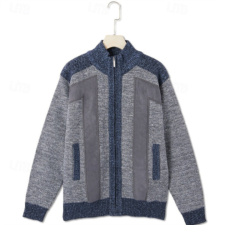 Bryson | Men's Zip-Up Knit Cardigan Brushed Lining Stand Collar Pockets
