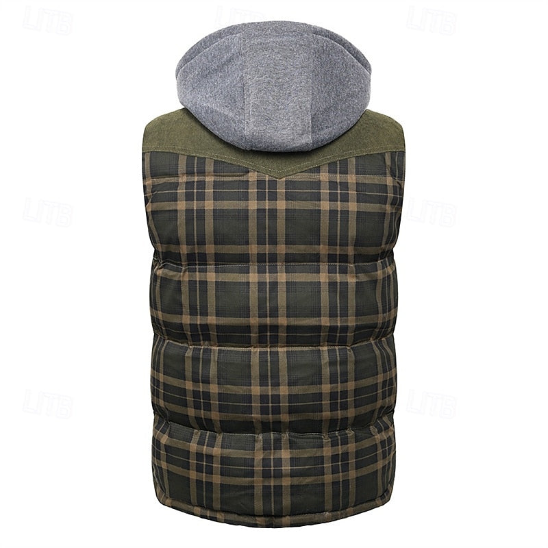 Keaton | Men's Hooded Quilted Gilet Padded Checked Body Warmer