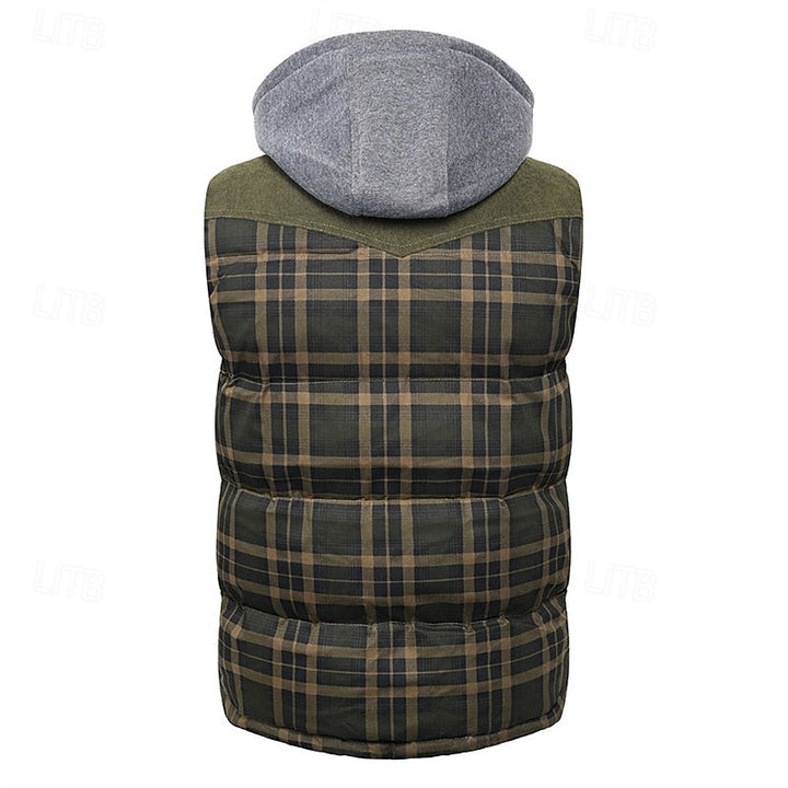 Keaton | Men's Hooded Quilted Gilet Padded Checked Body Warmer