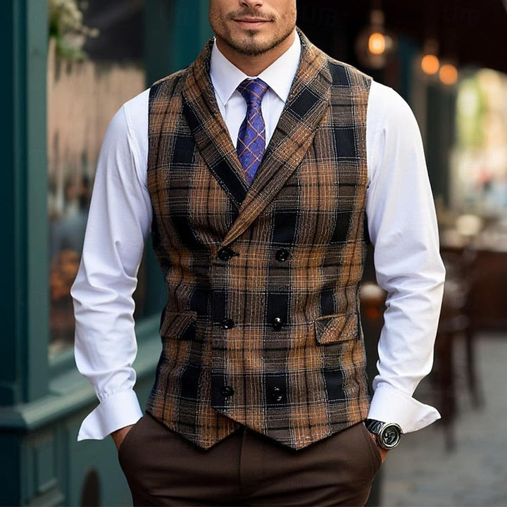 Thatcher | Men's Checked Waistcoat Tailored Button Up