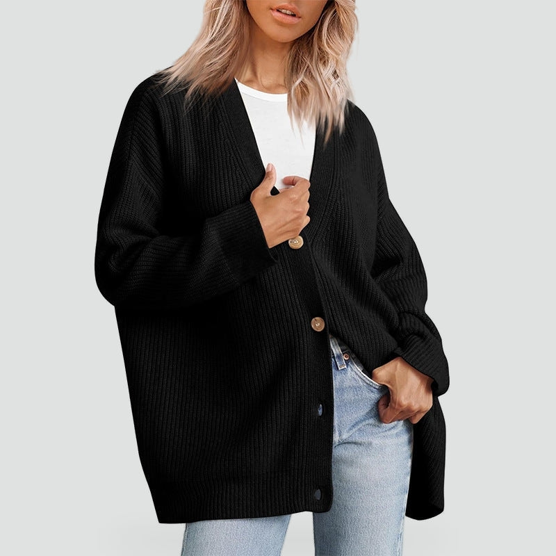 Tabitha | Women's Oversized Cashmere Cardigan V-Neck Ribbed Knit