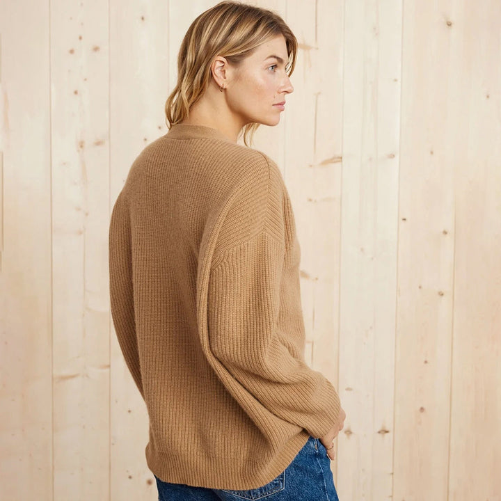 Tabitha | Women's Oversized Cashmere Cardigan V-Neck Ribbed Knit