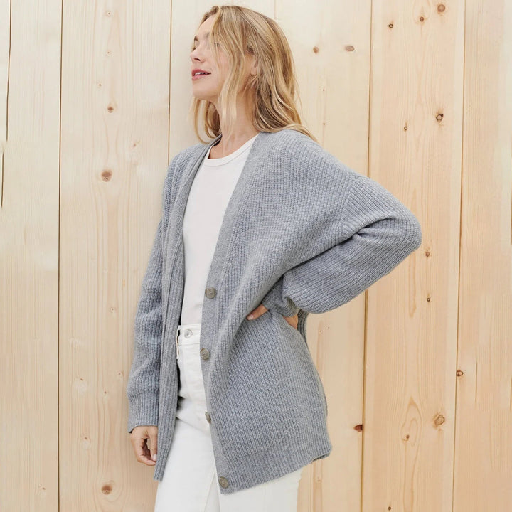 Tabitha | Women's Oversized Cashmere Cardigan V-Neck Ribbed Knit