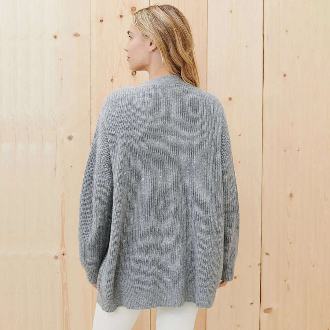Tabitha | Women's Oversized Cashmere Cardigan V-Neck Ribbed Knit
