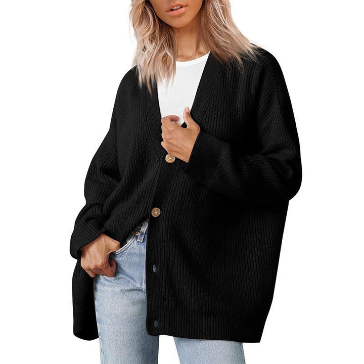 Isabeau | Women's Oversized V-Neck Button Cardigan Drop Shoulder