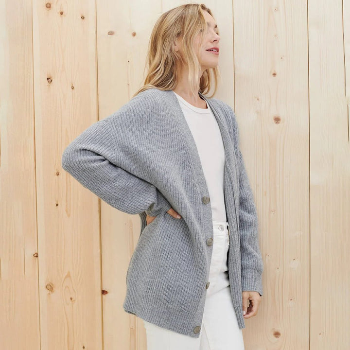 Isabeau | Women's Oversized V-Neck Button Cardigan Drop Shoulder
