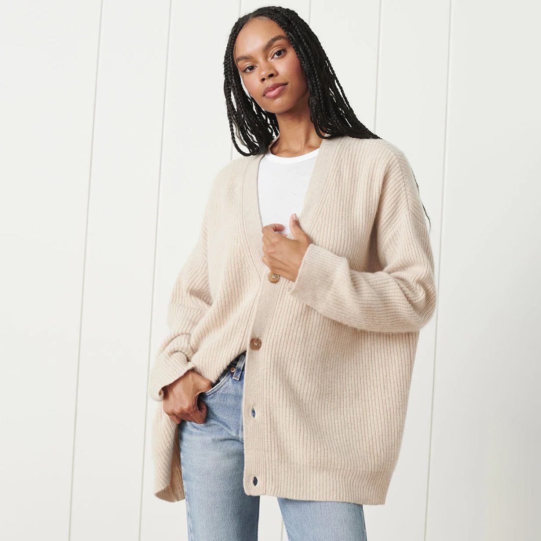 Isabeau | Women's Oversized V-Neck Button Cardigan Drop Shoulder