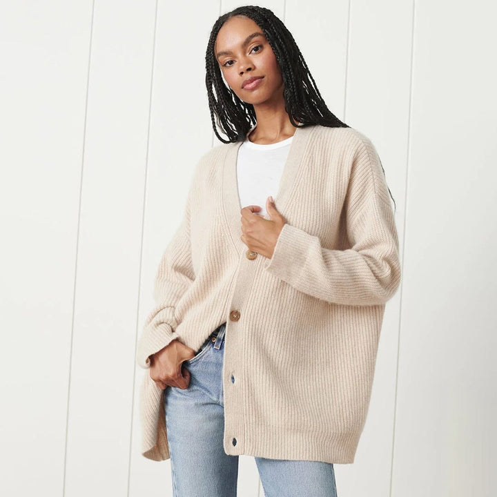 Isabeau | Women's Oversized V-Neck Button Cardigan Drop Shoulder
