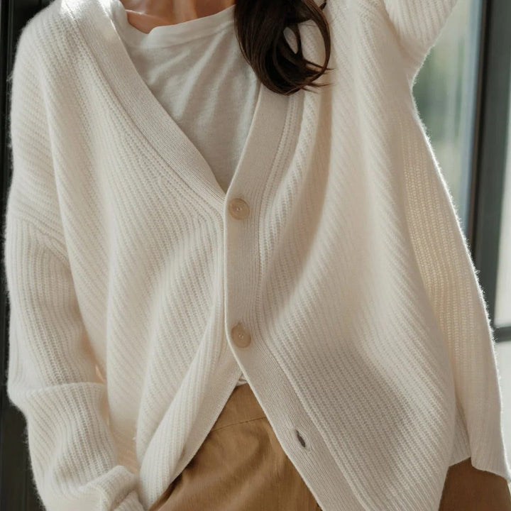Isabeau | Women's Oversized V-Neck Button Cardigan Drop Shoulder