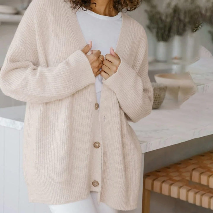 Isabeau | Women's Oversized V-Neck Button Cardigan Drop Shoulder