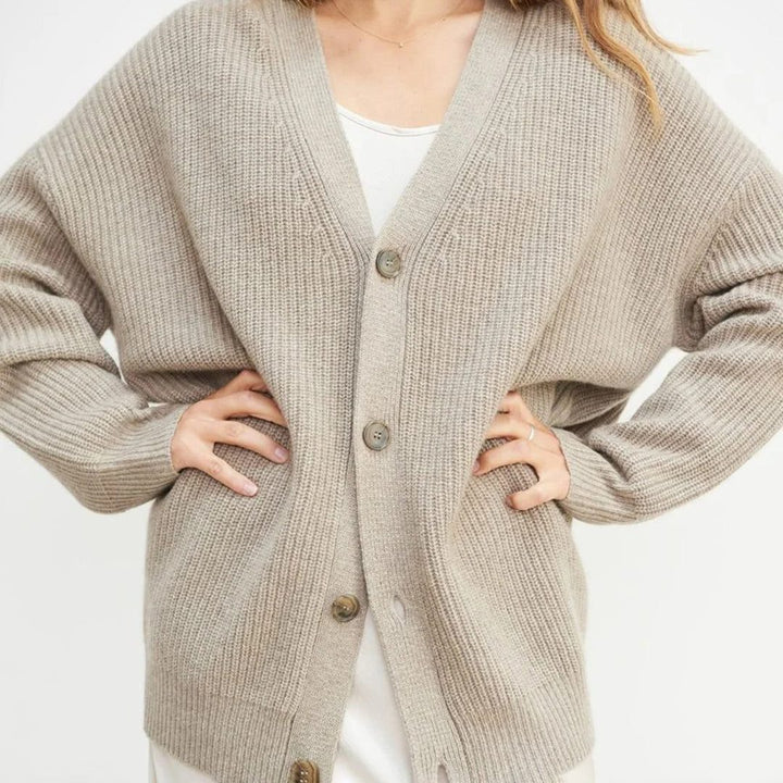 Isabeau | Women's Oversized V-Neck Button Cardigan Drop Shoulder