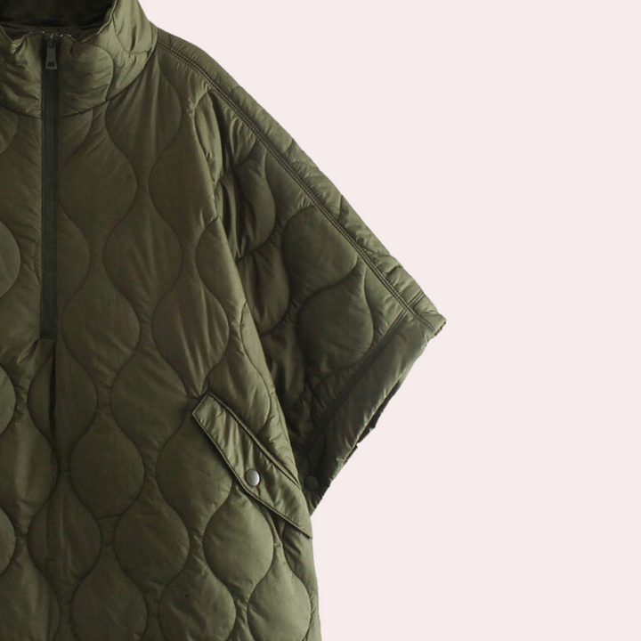 Women’s Quilted Cape Jacket – Lightweight Transitional Layer with High Collar