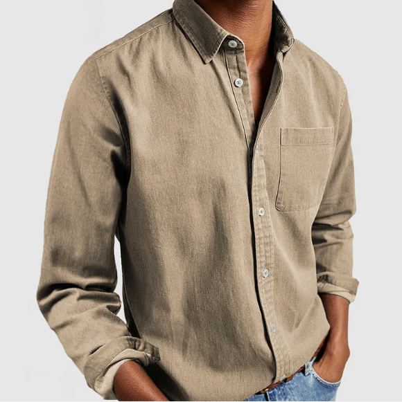 Alfie | Men's Cotton Linen Long-Sleeve Shirt Stand Collar