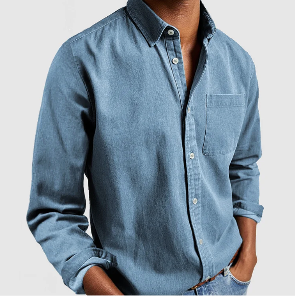 Alfie | Men's Cotton Linen Long-Sleeve Shirt Stand Collar