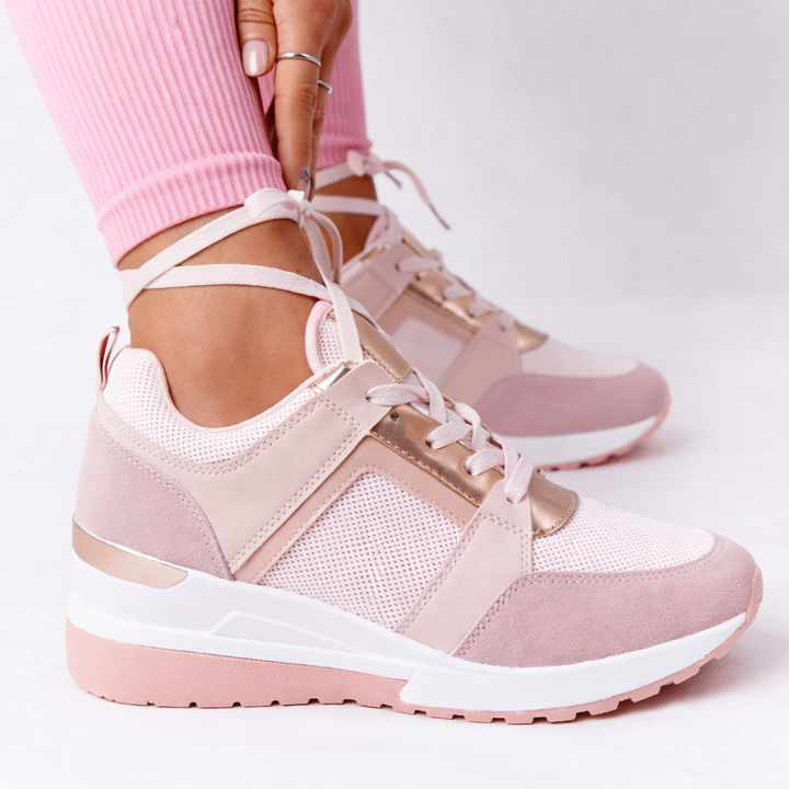 Cora | Women's Lace-Up Wedge Trainers Perforated Cushioned Sole