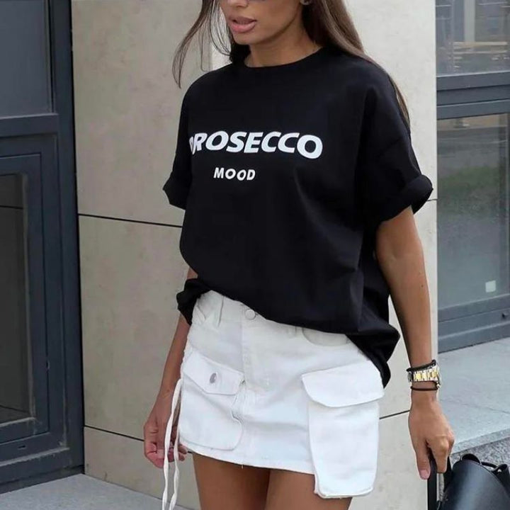 Helena | Women's Oversized Prosecco Slogan T-Shirt Cotton