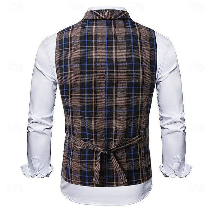 Thatcher | Men's Checked Waistcoat Tailored Button Up