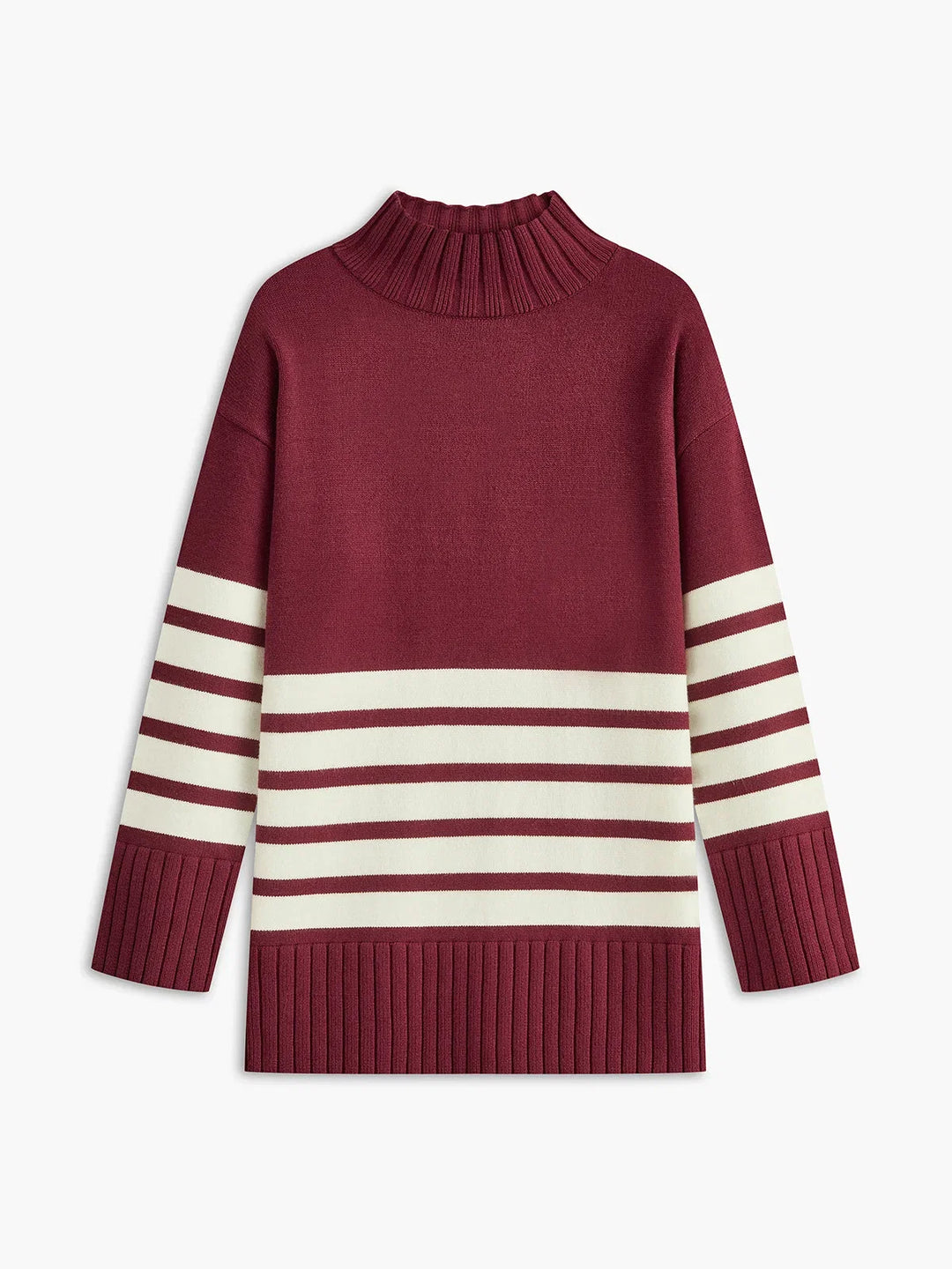 Martha | Women's Striped High Neck Jumper Long Sleeve Knit