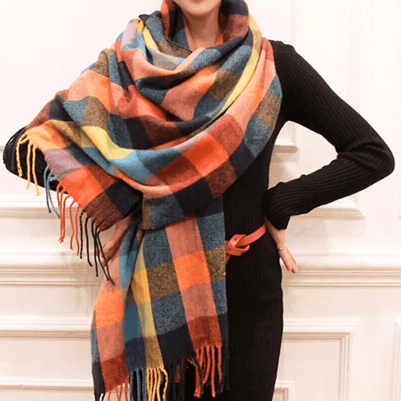 Women’s Cashmere Shawl Scarf – Fringed Wrap for Elegant Cold-Weather Styling