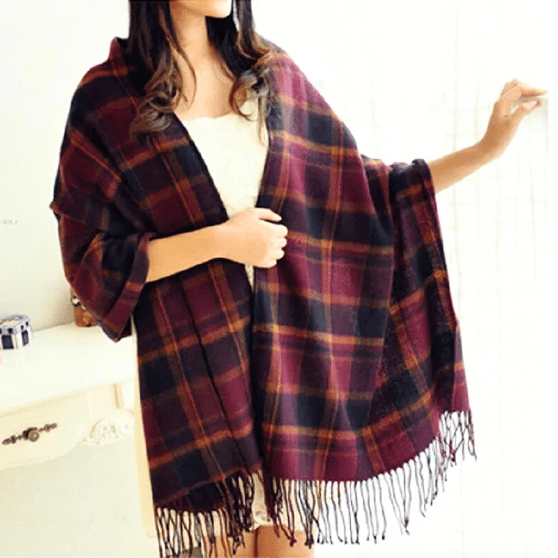 Women’s Cashmere Shawl Scarf – Fringed Wrap for Elegant Cold-Weather Styling