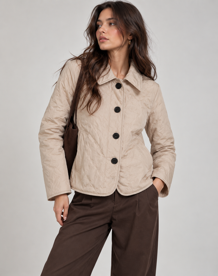 Hallie | Women's Quilted Padded Jacket Collar Button Fastening