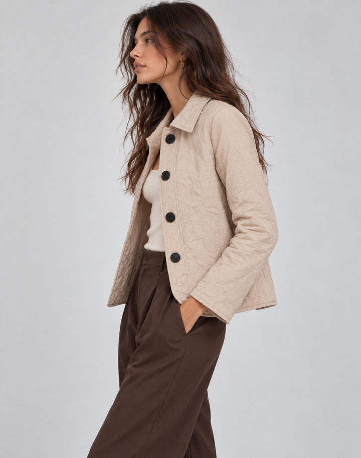 Hallie | Women's Quilted Padded Jacket Collar Button Fastening