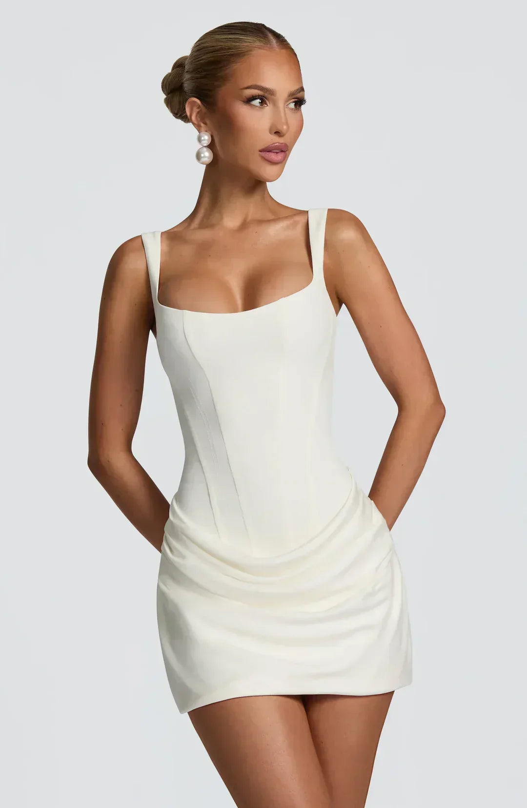 Sienna | Women's Draped Corset Mini Dress Fitted Evening Cut