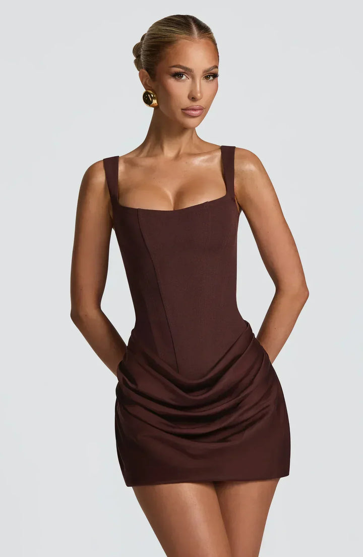 Sienna | Women's Draped Corset Mini Dress Fitted Evening Cut