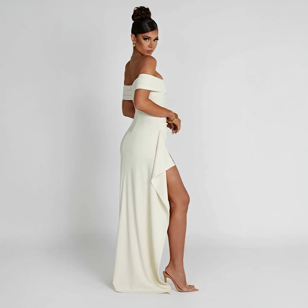 Kitty | Women's Off-the-Shoulder Maxi Evening Dress with Side Slit