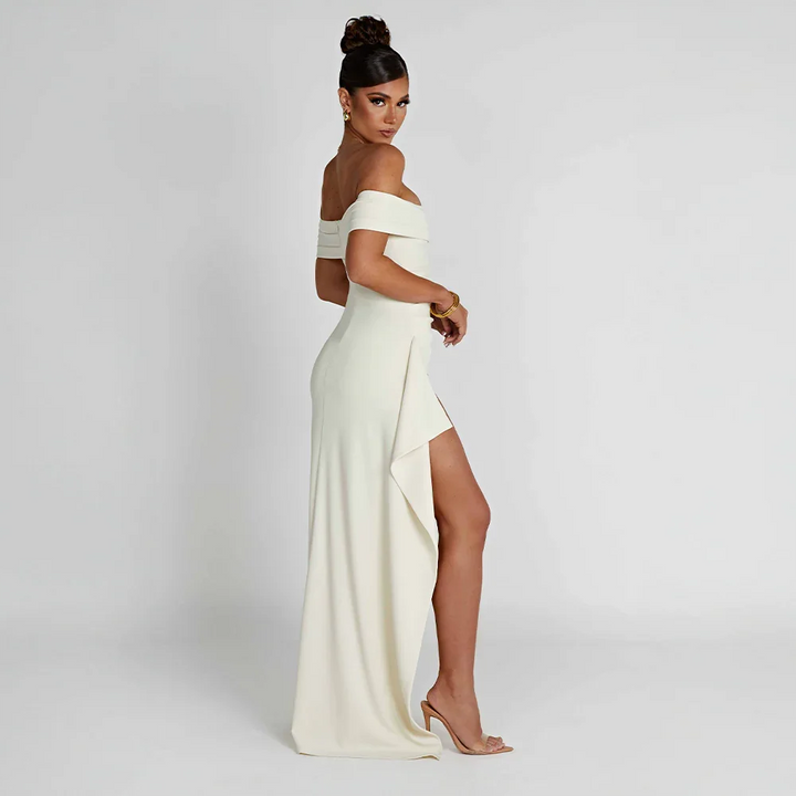 Kitty | Women's Off-the-Shoulder Maxi Evening Dress with Side Slit