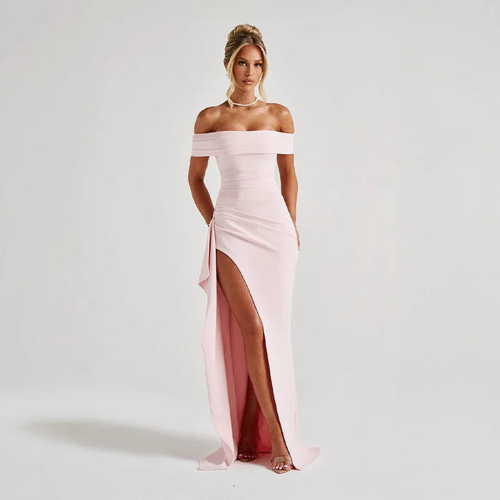 Kitty | Women's Off-the-Shoulder Maxi Evening Dress with Side Slit