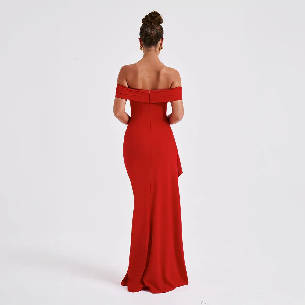 Kitty | Women's Off-the-Shoulder Maxi Evening Dress with Side Slit