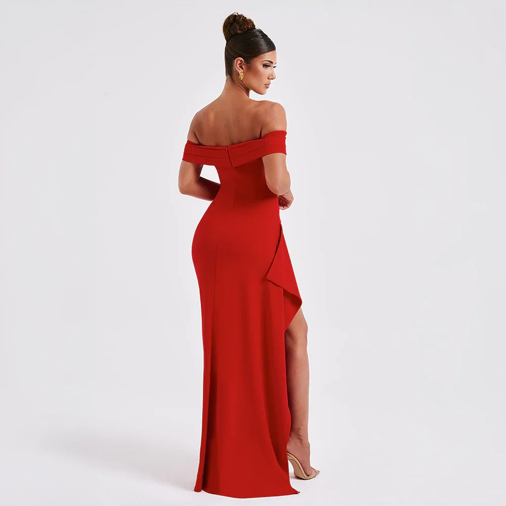 Kitty | Women's Off-the-Shoulder Maxi Evening Dress with Side Slit