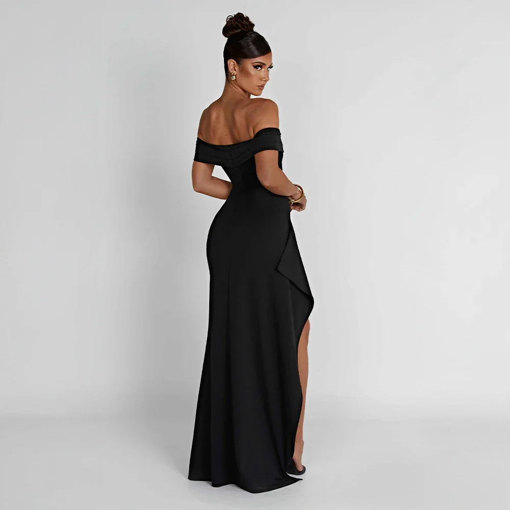 Kitty | Women's Off-the-Shoulder Maxi Evening Dress with Side Slit