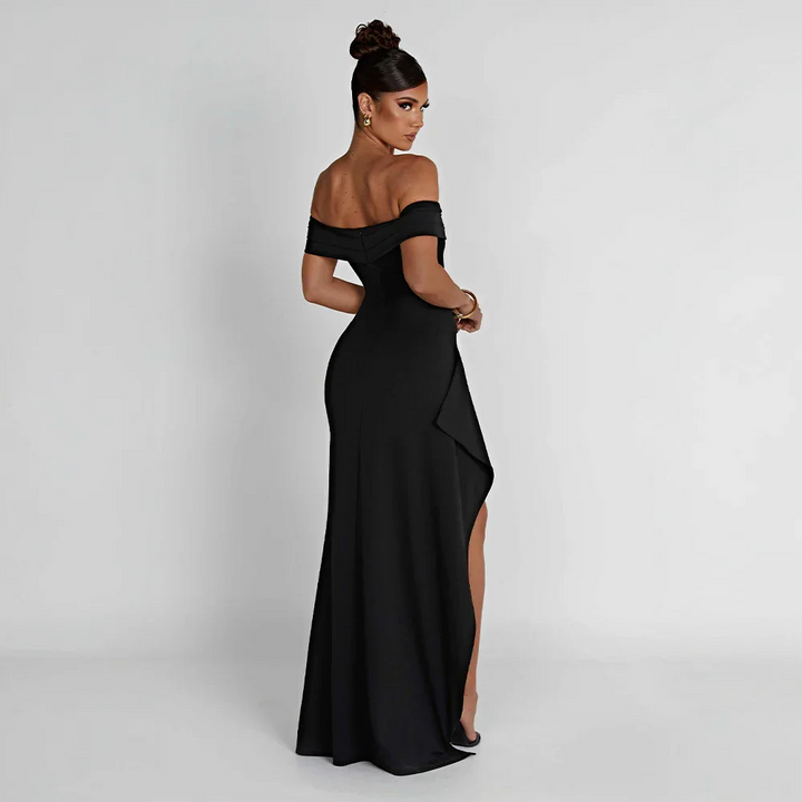Kitty | Women's Off-the-Shoulder Maxi Evening Dress with Side Slit