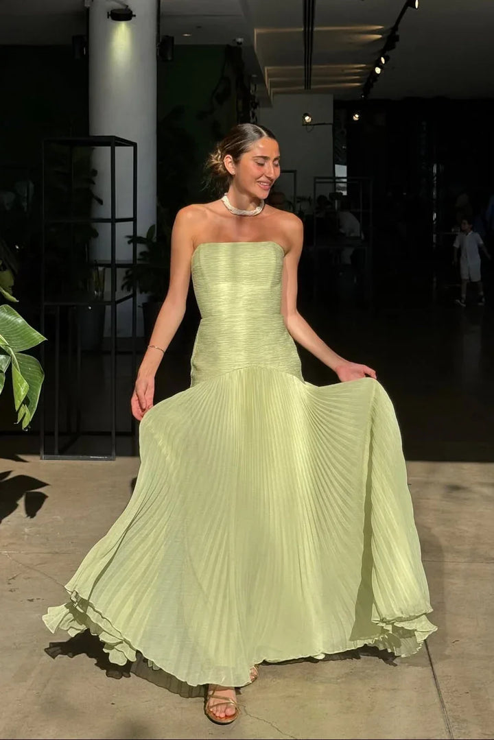 Isla | Women's Pleated Maxi Dress Long Fluid Occasion Cut
