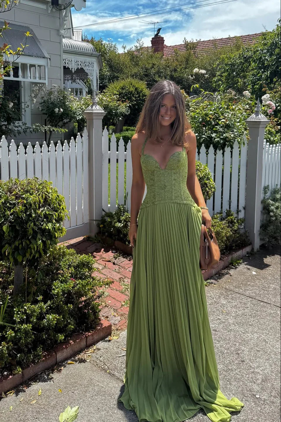 Yasmin | Women's Corset Maxi Dress Pleated Skirt Fitted Bodice