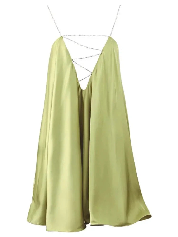 Isabella | Women's Fluid Mini Party Dress Decorative Chain Detail