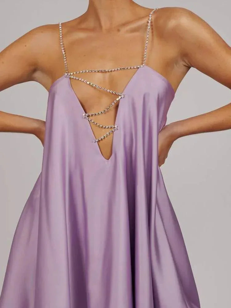 Isabella | Women's Fluid Mini Party Dress Decorative Chain Detail