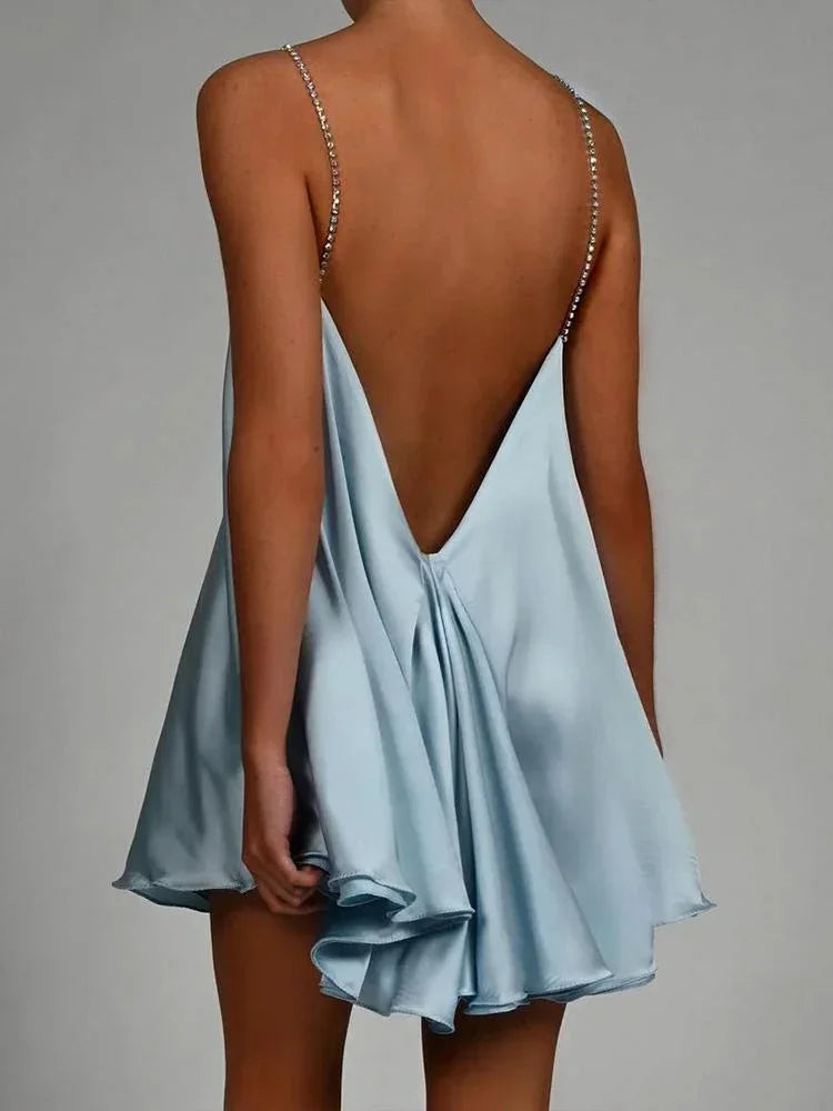 Isabella | Women's Fluid Mini Party Dress Decorative Chain Detail