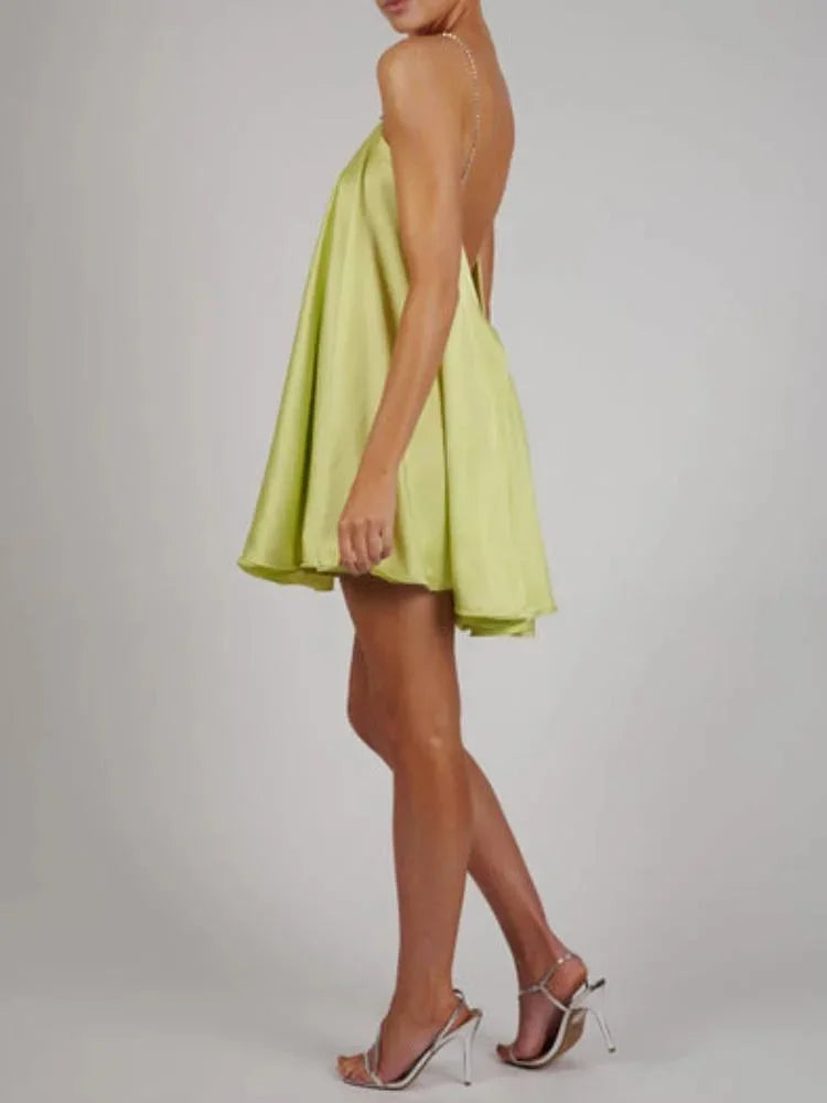 Isabella | Women's Fluid Mini Party Dress Decorative Chain Detail