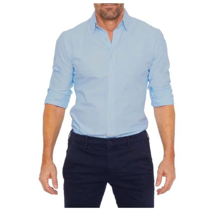 Roben | Men's Non-Crease Long Sleeve Shirt with Hidden Inner Zip