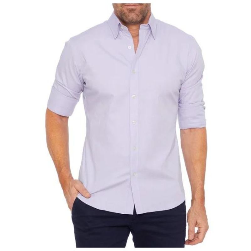 Roben | Men's Non-Crease Long Sleeve Shirt with Hidden Inner Zip