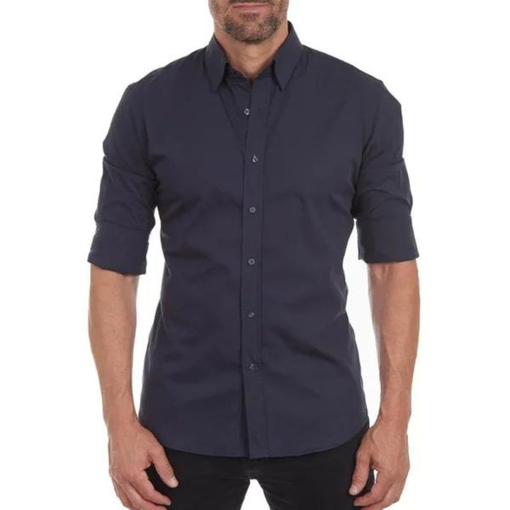Roben | Men's Non-Crease Long Sleeve Shirt with Hidden Inner Zip
