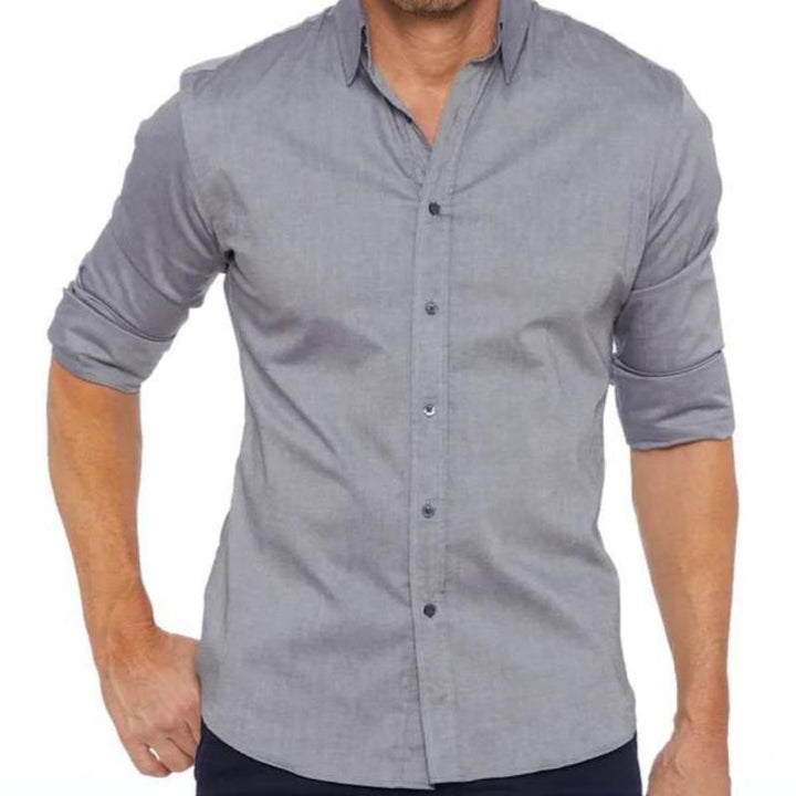 Roben | Men's Non-Crease Long Sleeve Shirt with Hidden Inner Zip
